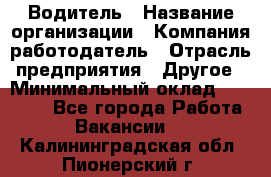 Водитель › Название организации ­ Компания-работодатель › Отрасль предприятия ­ Другое › Минимальный оклад ­ 20 000 - Все города Работа » Вакансии   . Калининградская обл.,Пионерский г.